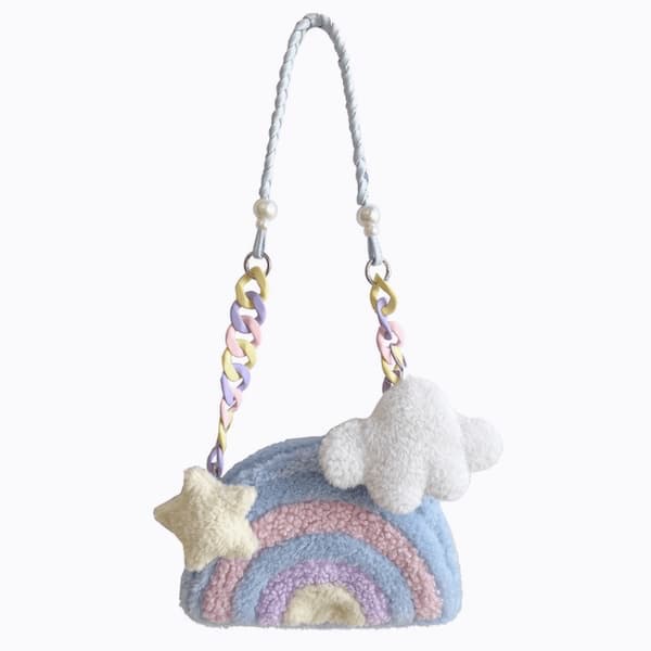 Macaron Rainbow Plush Crossbody Bag